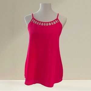 Naked Zebra vibrant hot pink strappy camisole with silver loop detailing